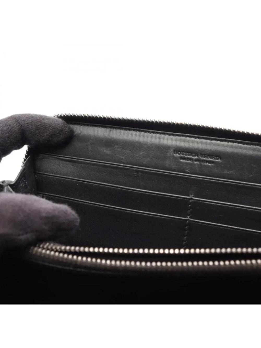Bottega Veneta Round Wallet Intrecciato Black Leather